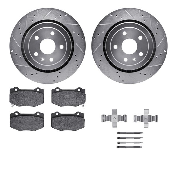 Dynamic Friction Co 7612-47012, Rotors-Drilled, Slotted-Silver w/ 5000 Euro Ceramic Brake Pads incl. Hardware, Zinc Coat 7612-47012